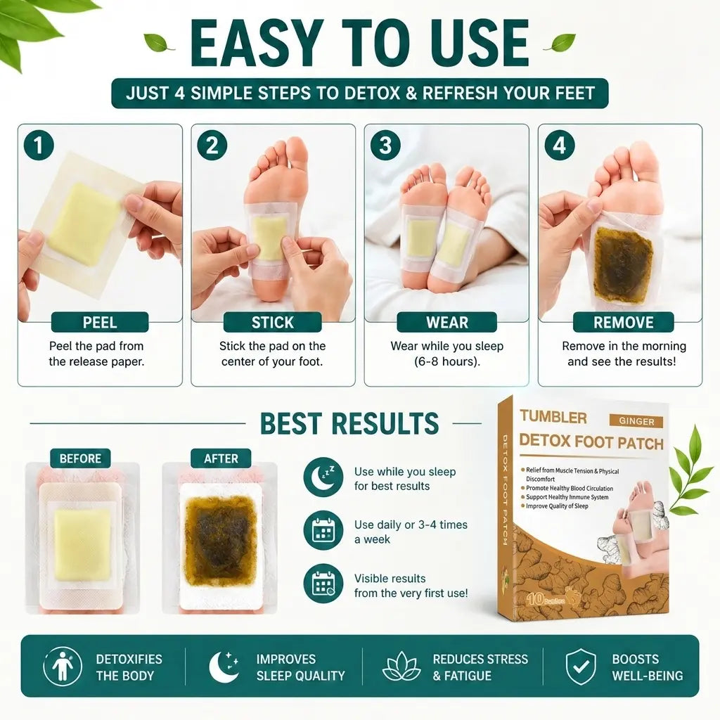 Close-up view of ginger foot patch ingredients and herbal wellness formula
