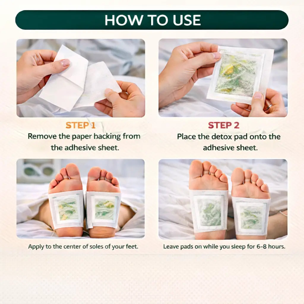 Person using ginger foot patches during a relaxing nighttime routine