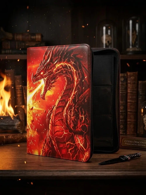 Inferno Dragon Relic red fire dragon trading card binder display
